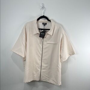Boohoo Mens Cream Lightweight Shirt Jacket